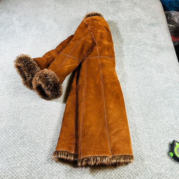 Vtg Y2k 70s Style Marvin Richards Brown Leather Fur Penny Lane Patchwork Coat M - Picture 9 of 10